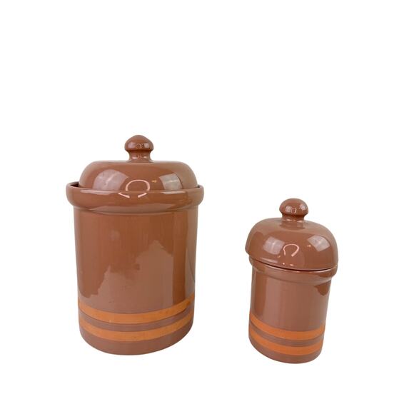 HiMark Italy Other - Vintage HiMark Italy Gourmet Kitchen Brown Canisters Ceramic With Lid Set of 2